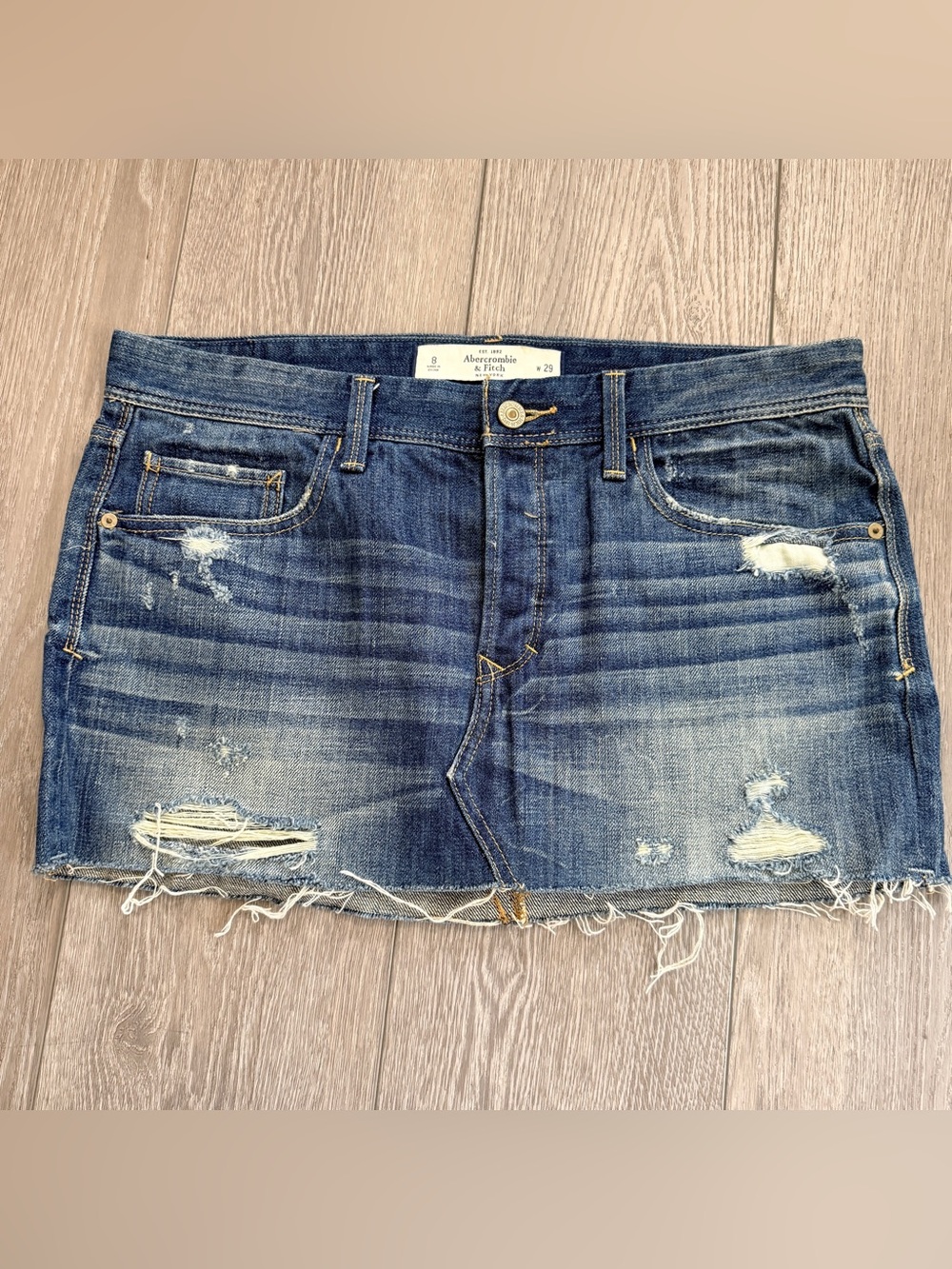 Abercrombie & Fitch Distressed Blue Denim Mini Skirt 8/29